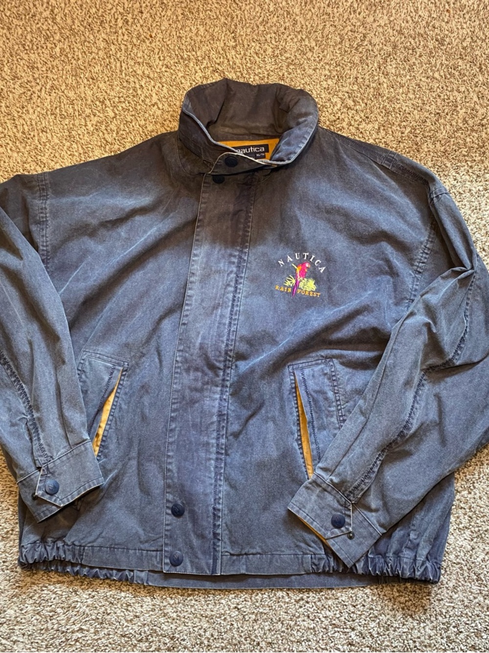 Nautica Dark Blue Jacket with Yellow Trim and Multicolor Palm Logo